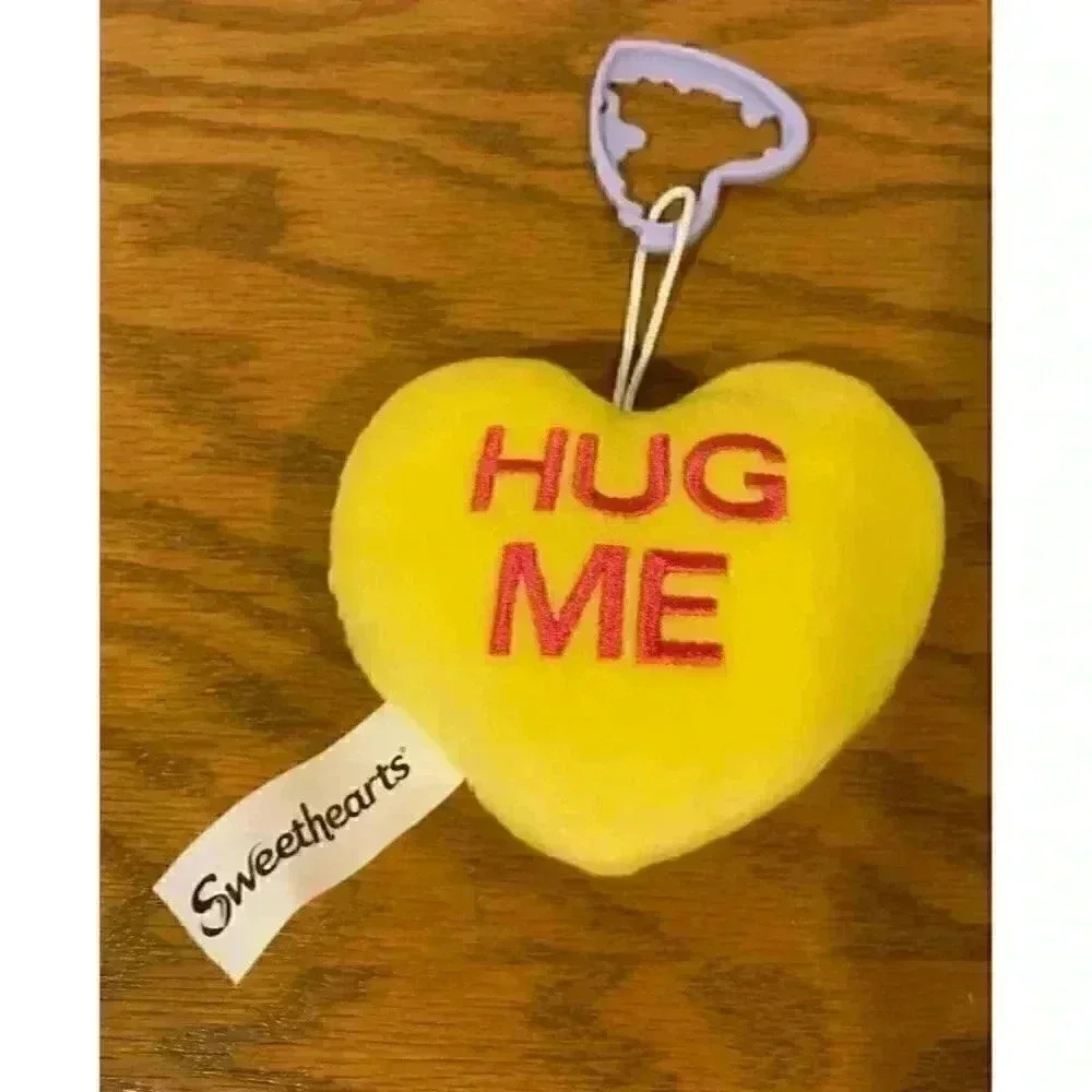 Plush yellow mini‎ heart 3” with clip: HUG ME Valentine heart gift